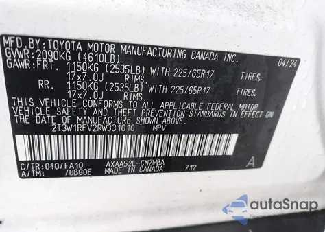 2024 Toyota Rav4 Xle from USA, damaged, VIN 2T3W1RFV2RW331010